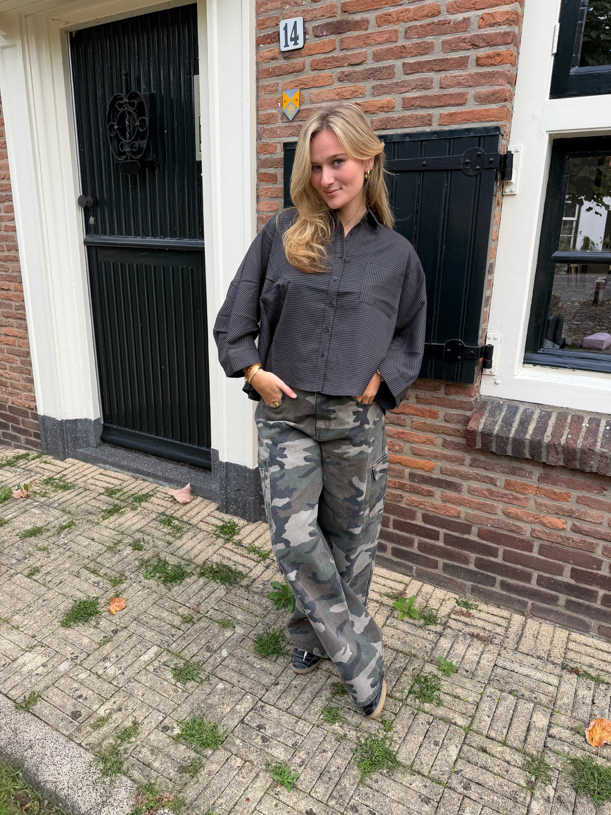 Blouse Sharon Check Navy voor dames