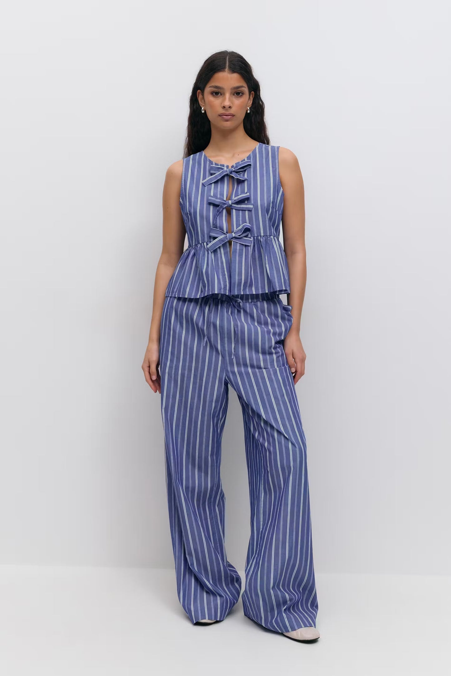 Broek Poplin Blauw voor dames