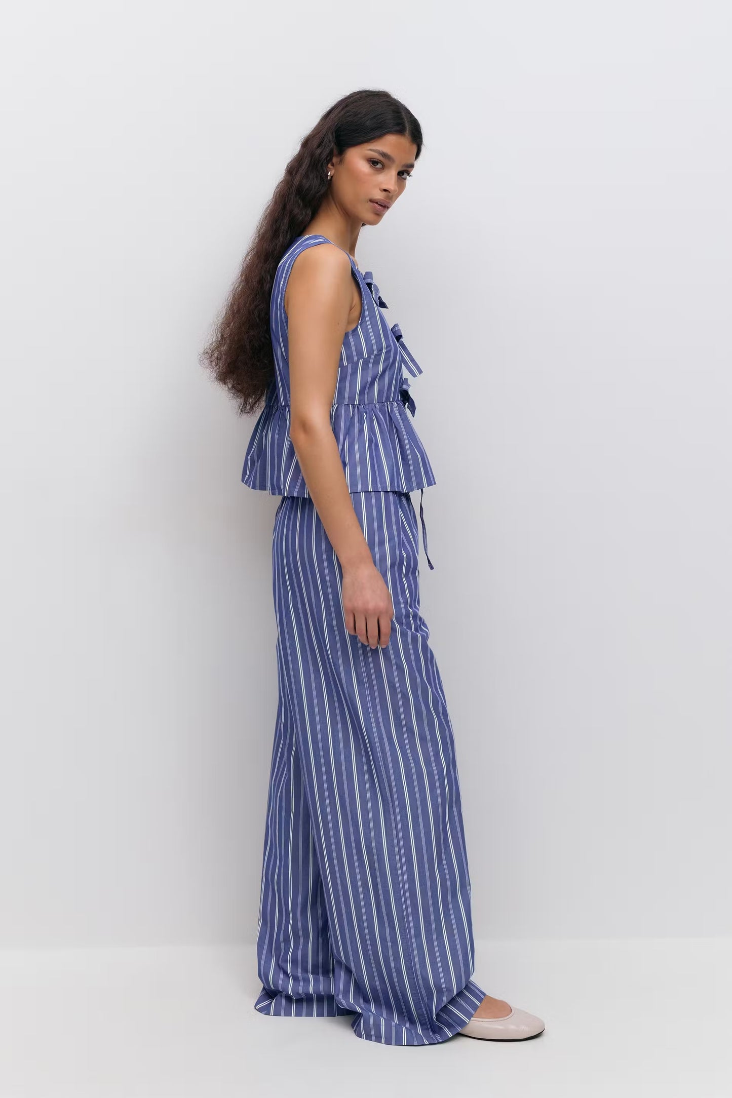 Broek Poplin Blauw voor dames