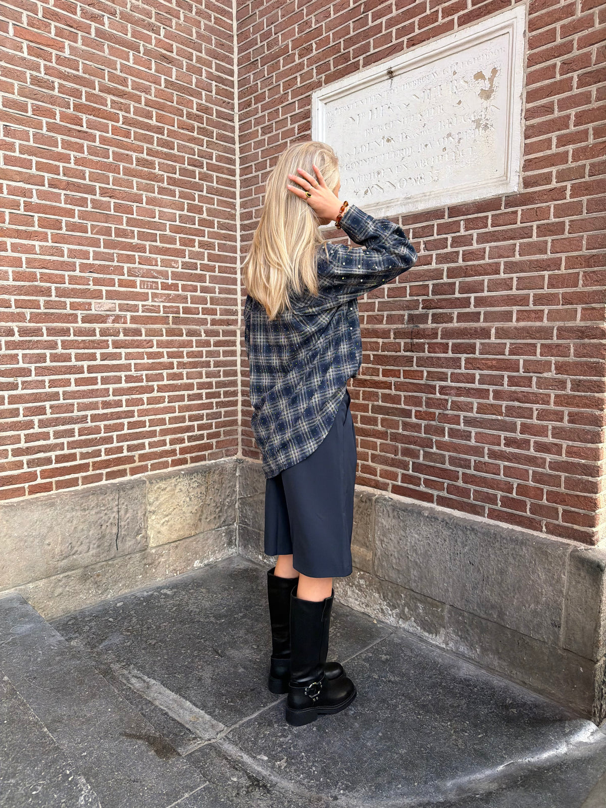 Blouse Spark Check Blue voor dames