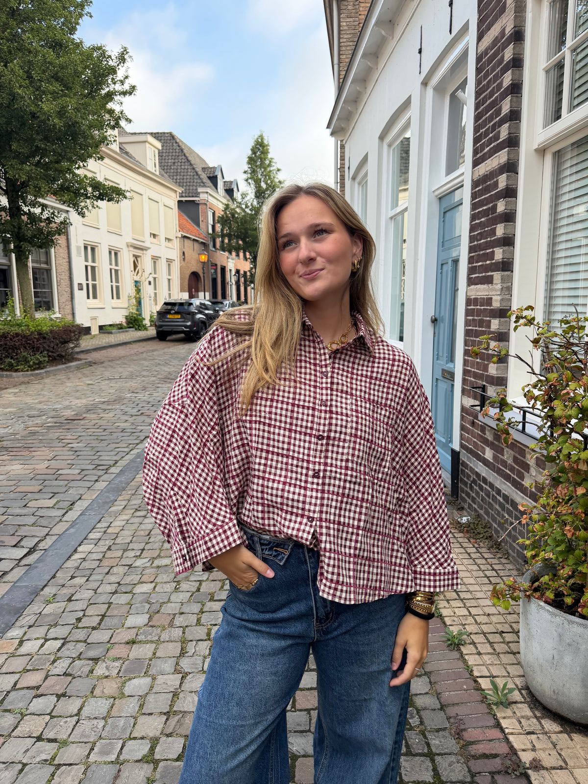 Blouse Riley Check Red voor dames