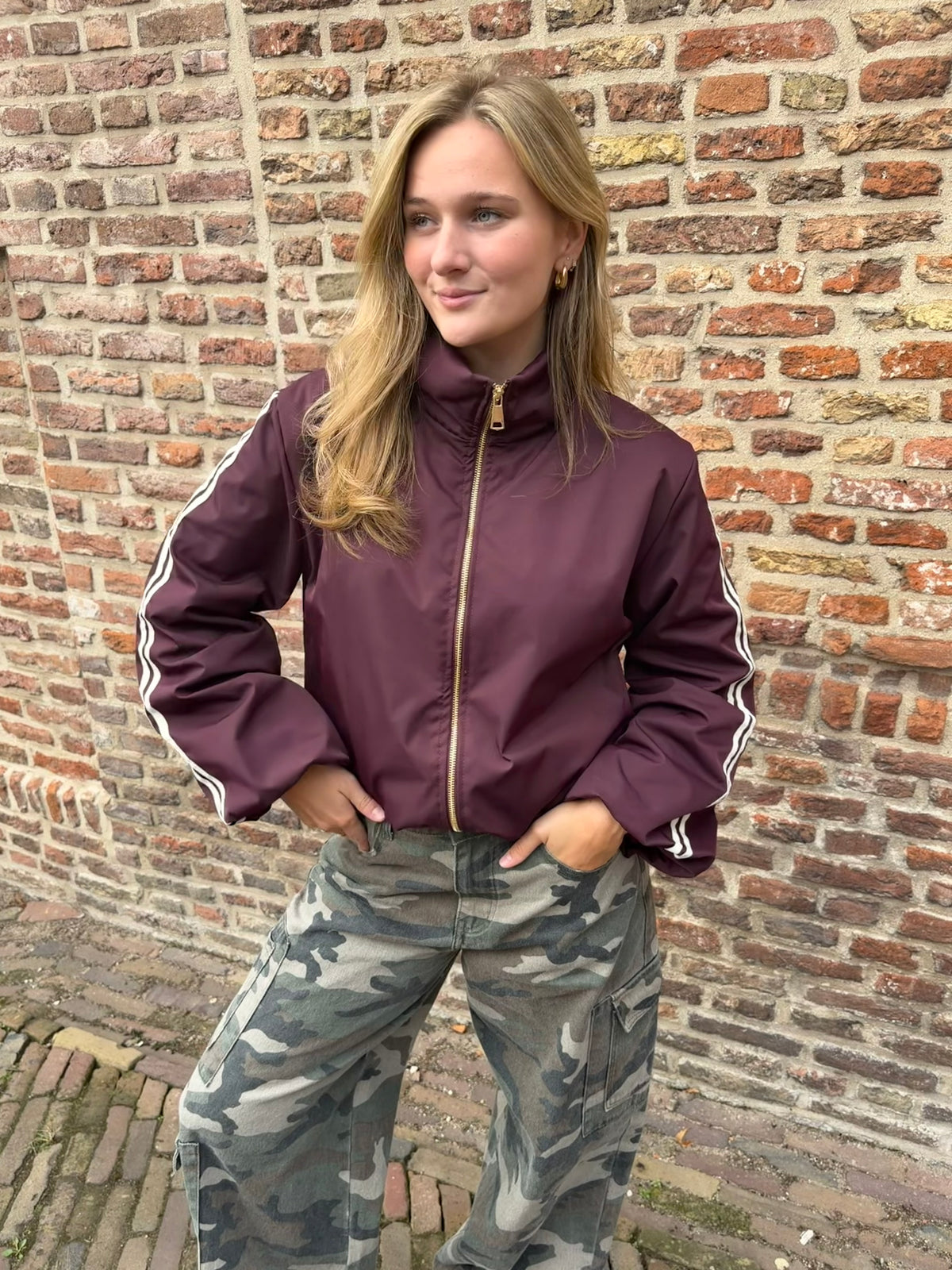 Jacket Indy Stripe Bordeaux voor dames
