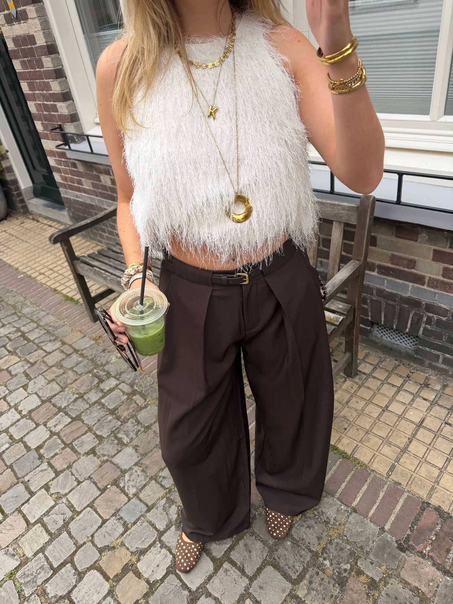 Pants Nien Wide Leg Brown voor dames