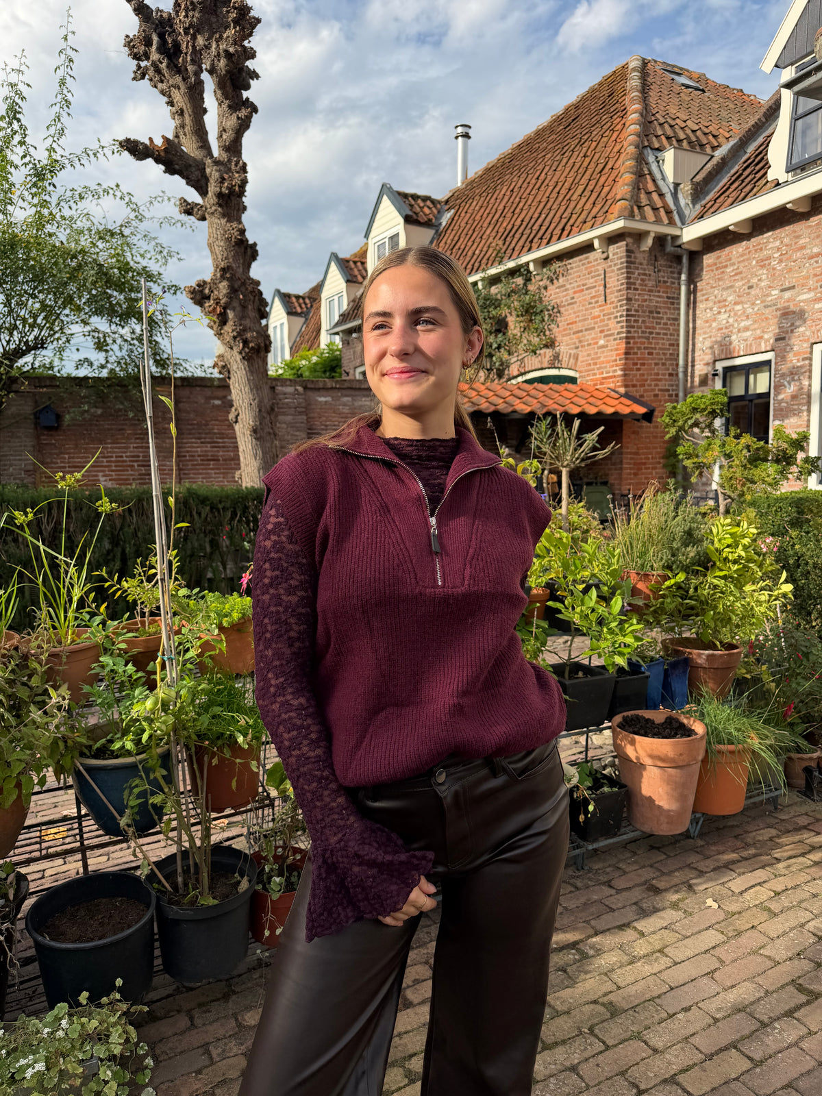 Gilet Veerle Zipper Bordeaux voor dames