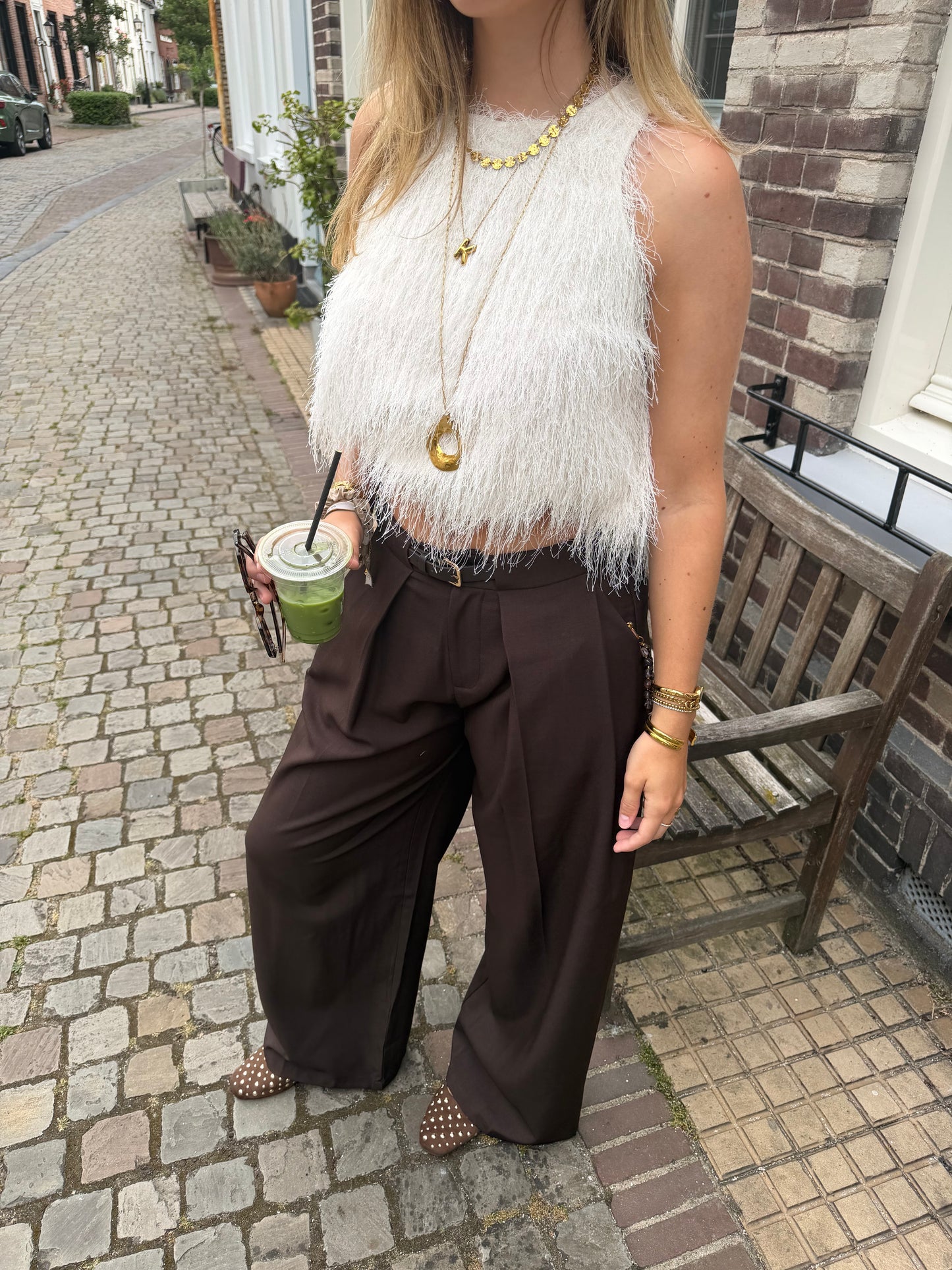Pants Nien Wide Leg Brown voor dames