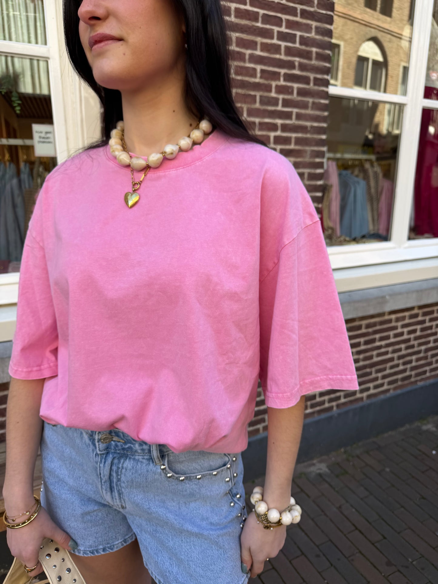 T-shirt Pem Pink voor dames