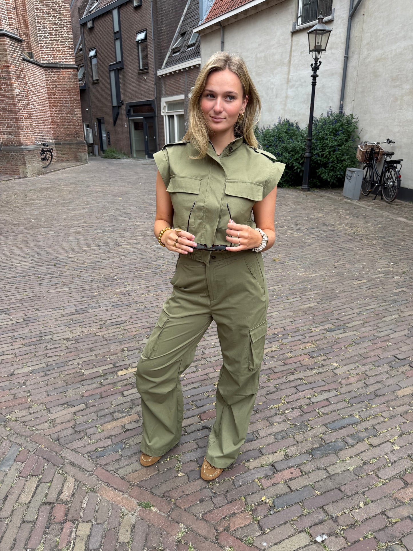 Gilet Lara Army Green voor dames