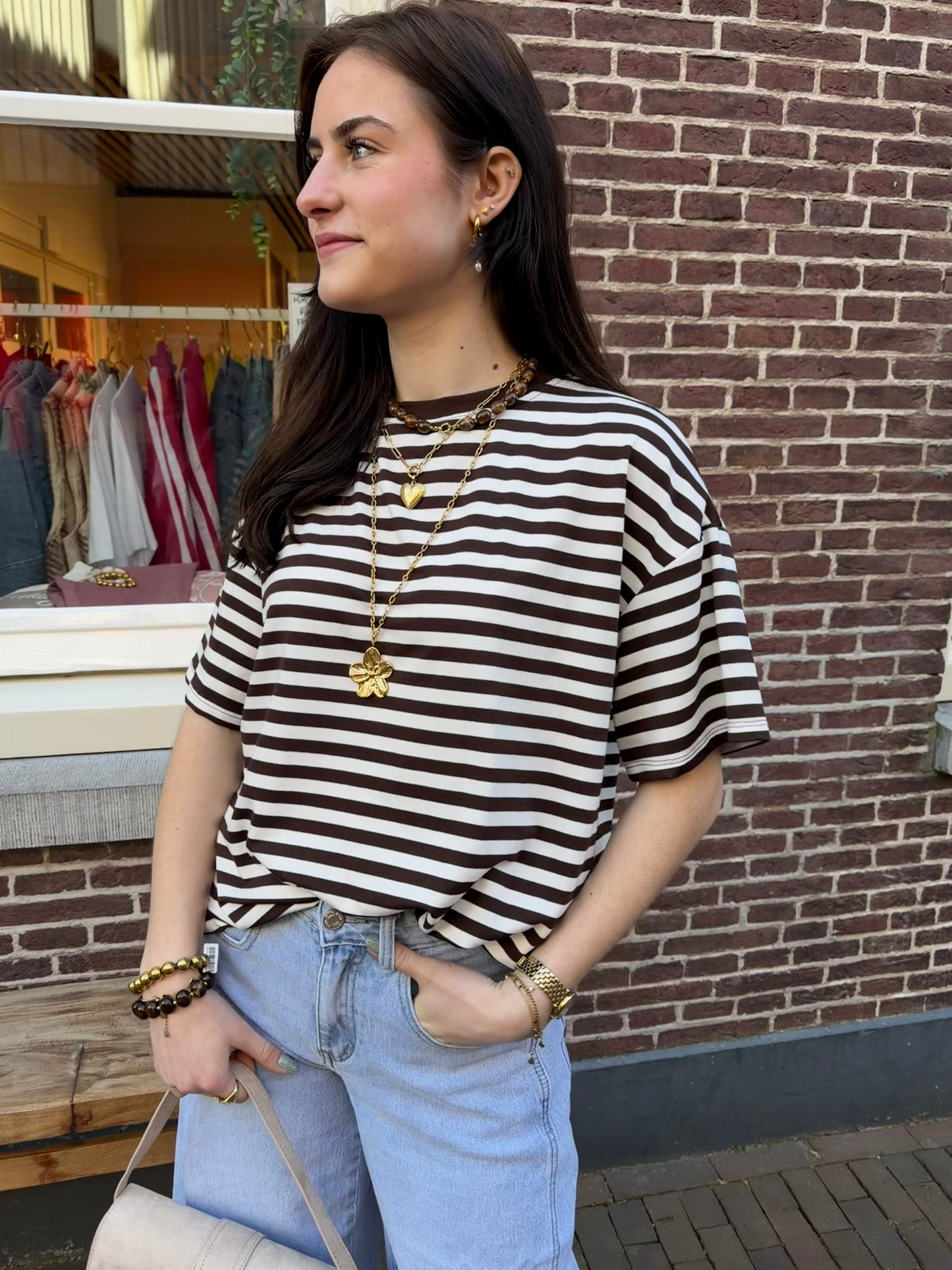 T-shirt Fien Brown voor dames