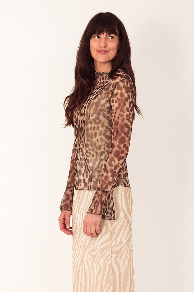 Top Leopard Mesh voor dames