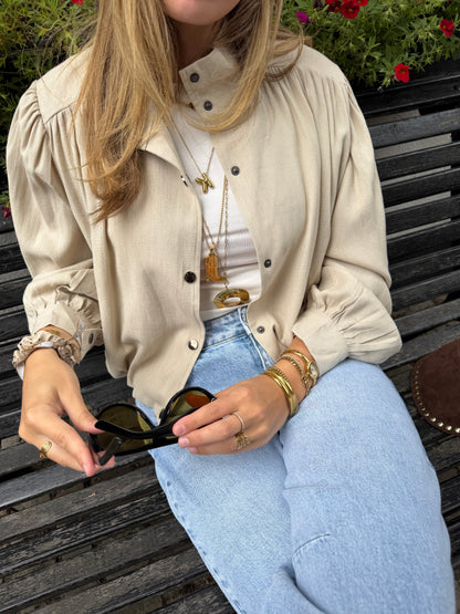 Jacket Short Button Beige voor dames