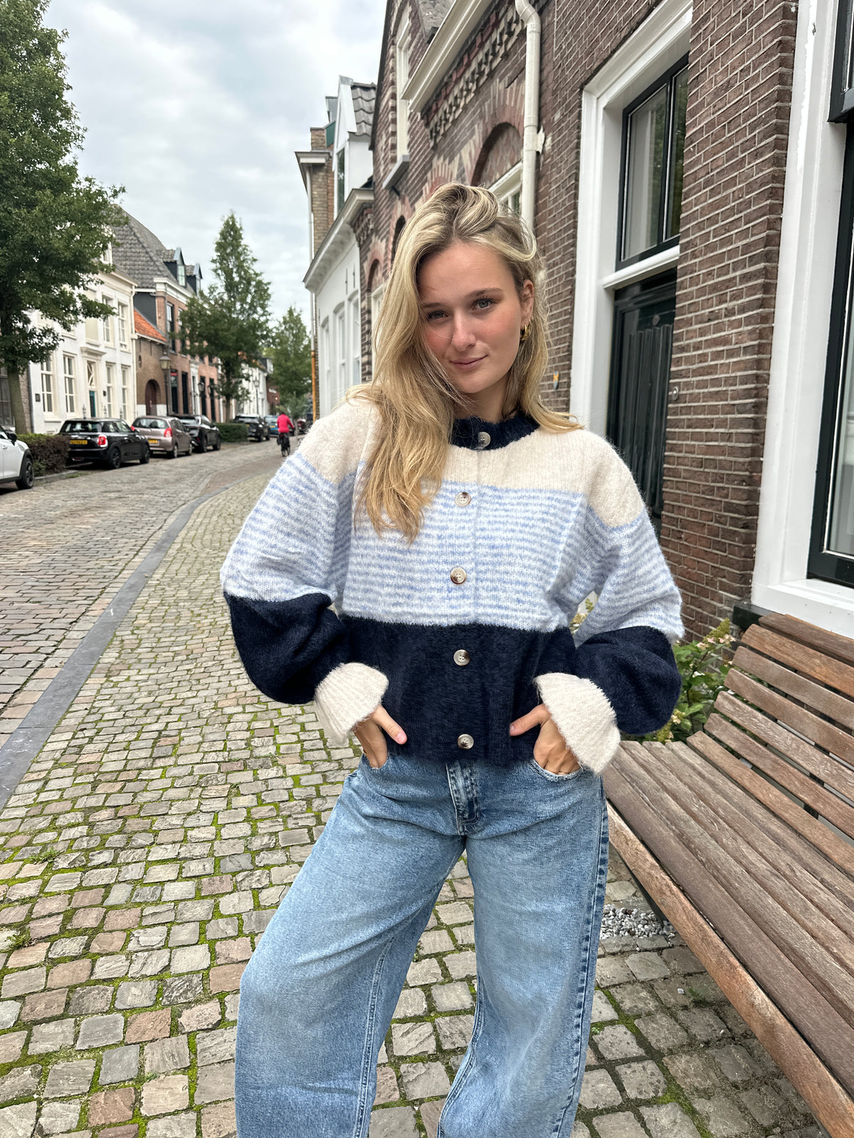 Cardigan Lissa Stripe Blue voor dames