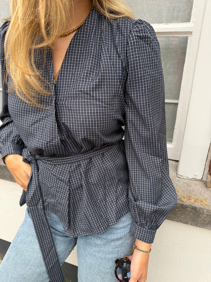 Blouse Jill Check Navy voor dames