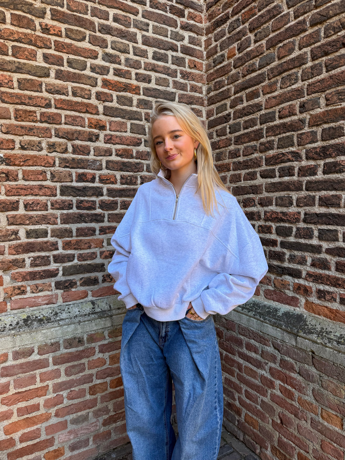Sweater Bianca Zip Grey voor dames