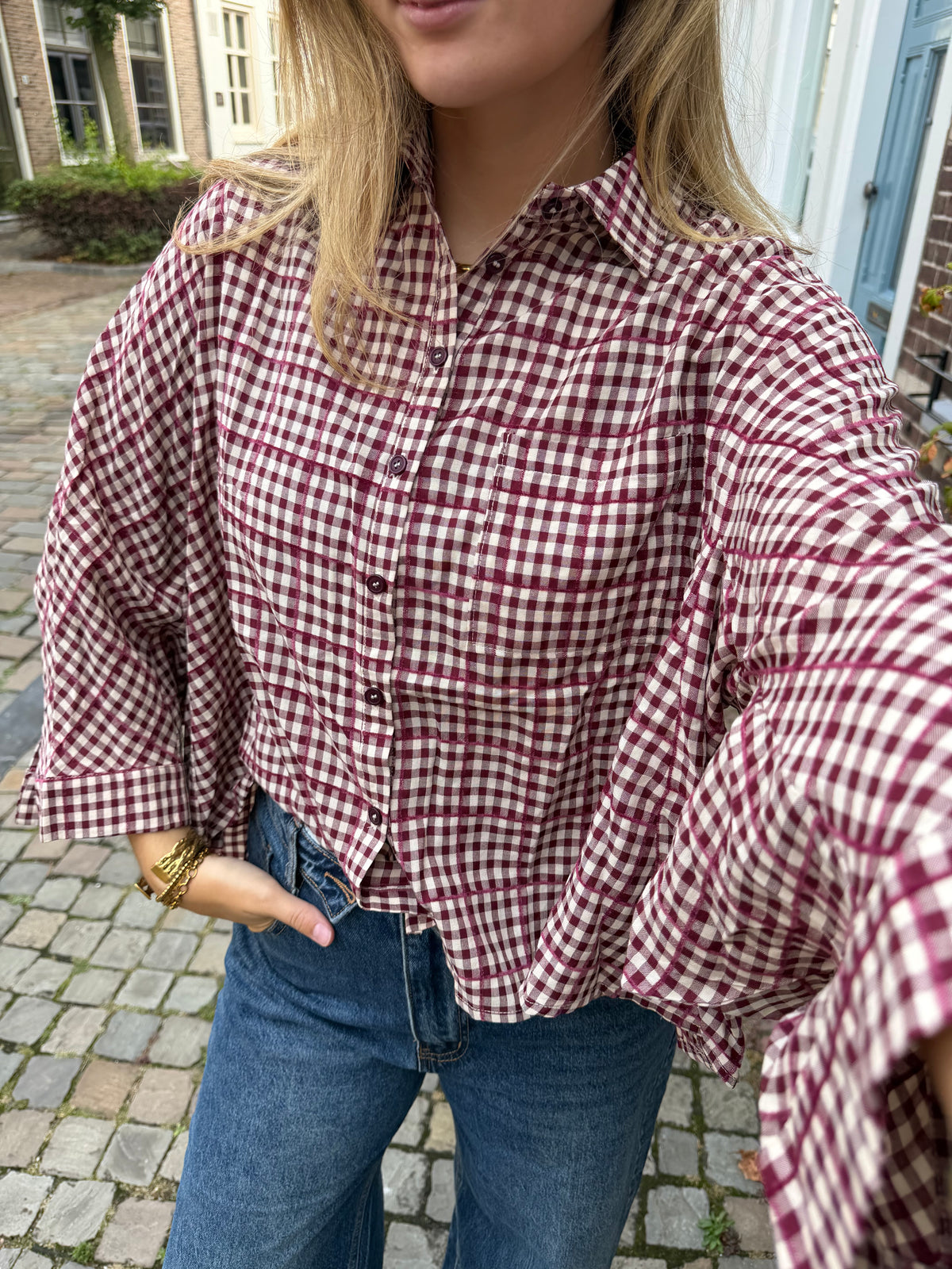 Blouse Riley Check Red voor dames