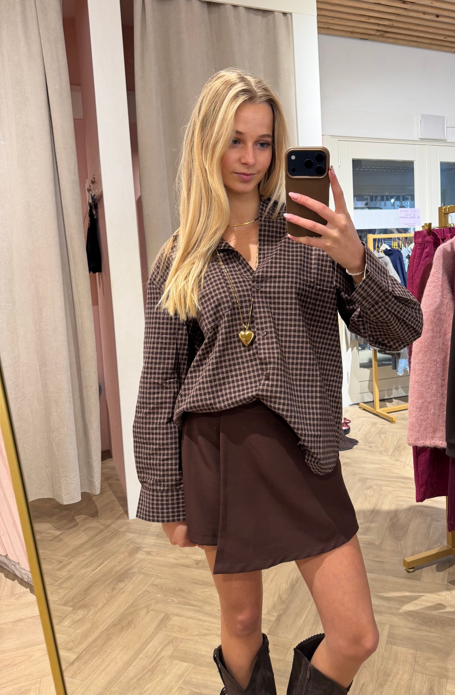 Blouse Ruit Bruin voor dames