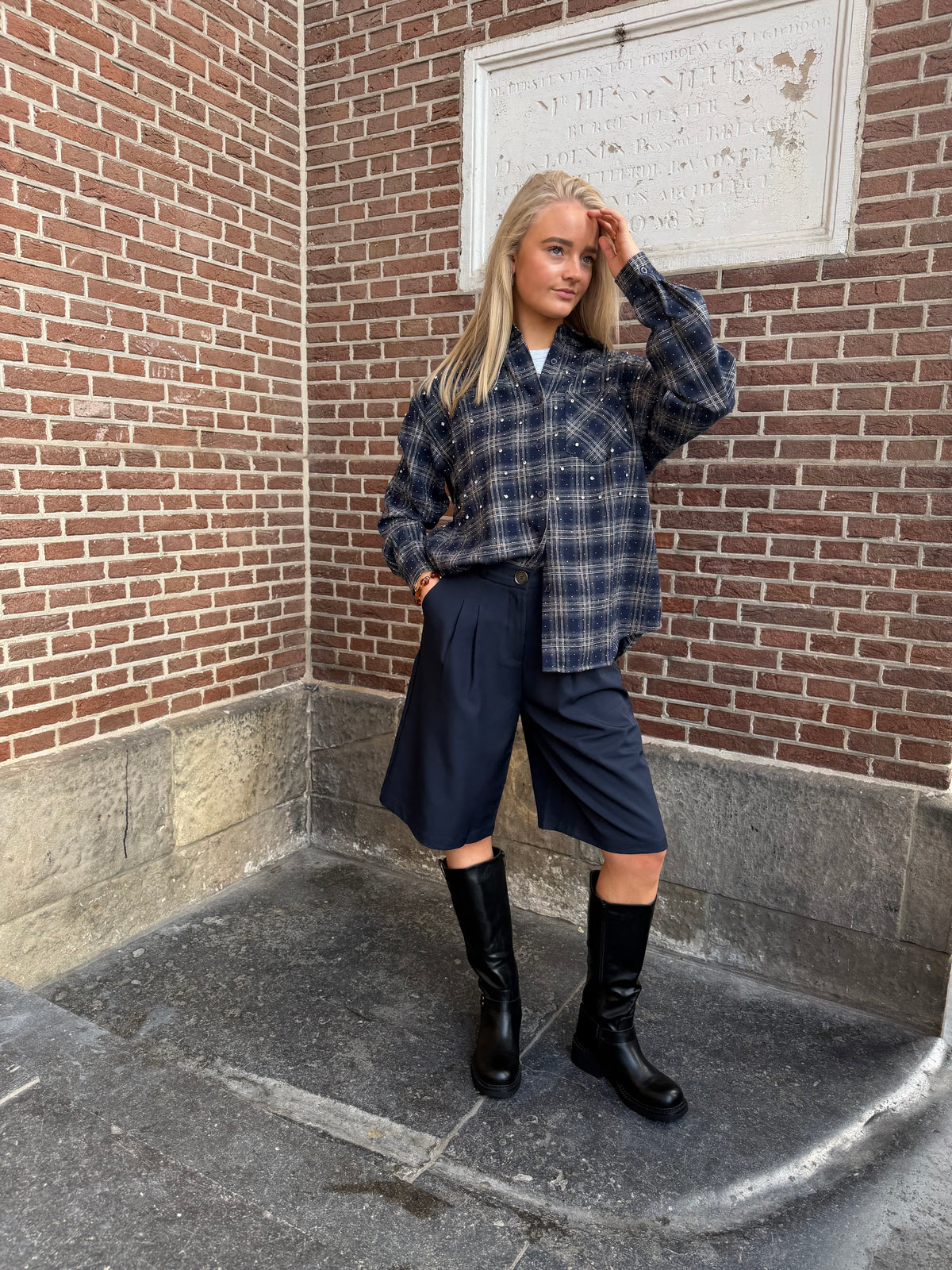 Blouse Spark Check Blue voor dames
