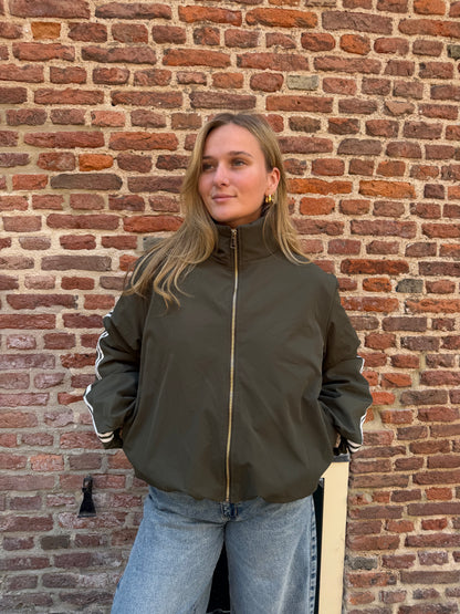 Jacket Indy Stripe Army Green voor dames
