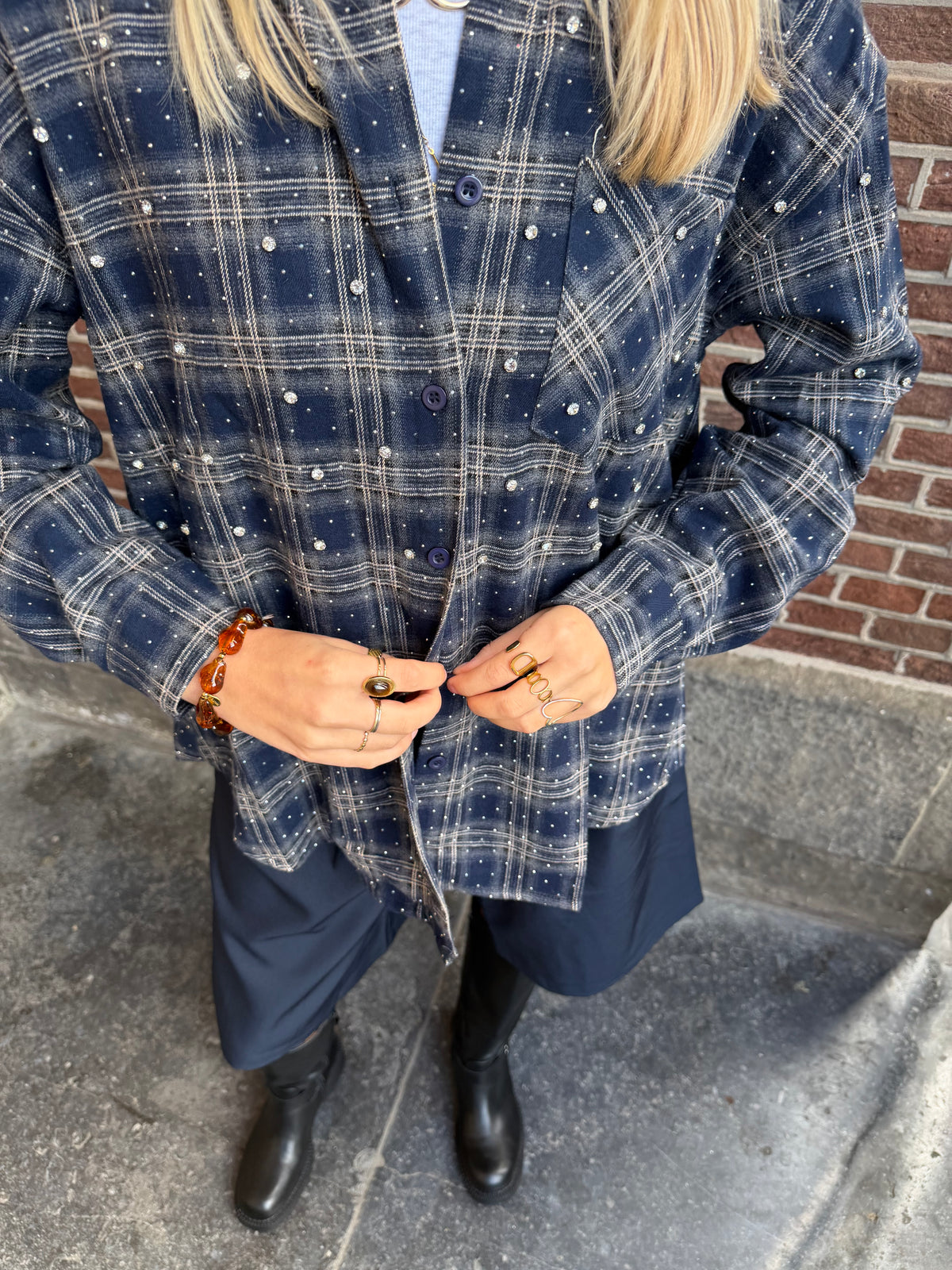Blouse Spark Check Blue voor dames