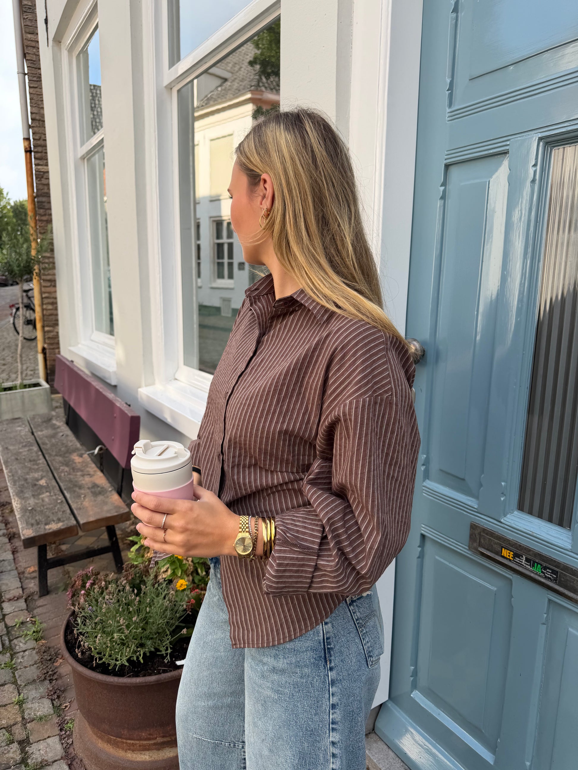 Blouse Lima Stripe Brown voor dames
