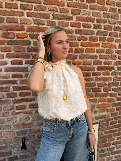Top Halter Feather Offwhite voor dames