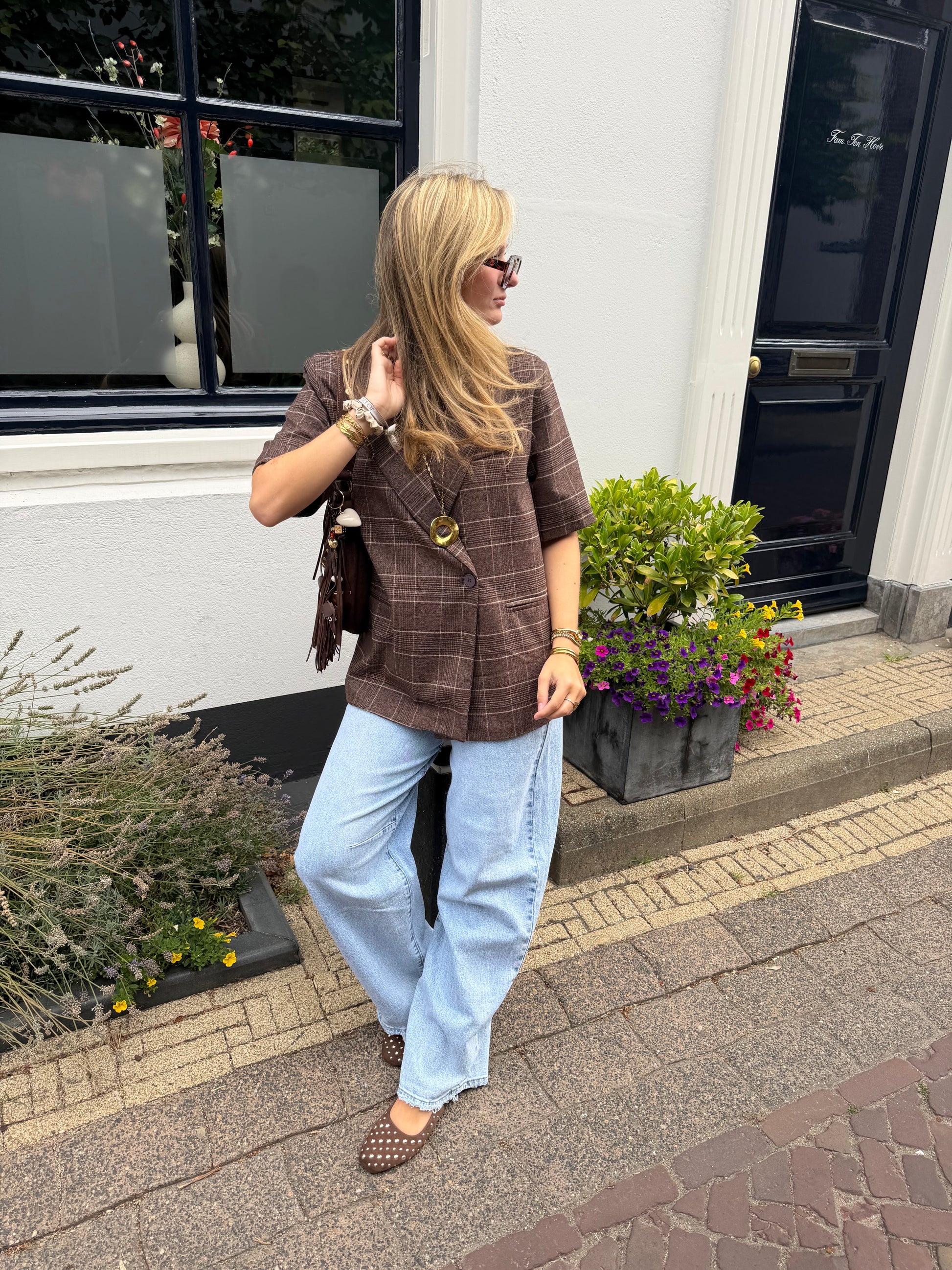 Blazer Levy Check Brown voor dames