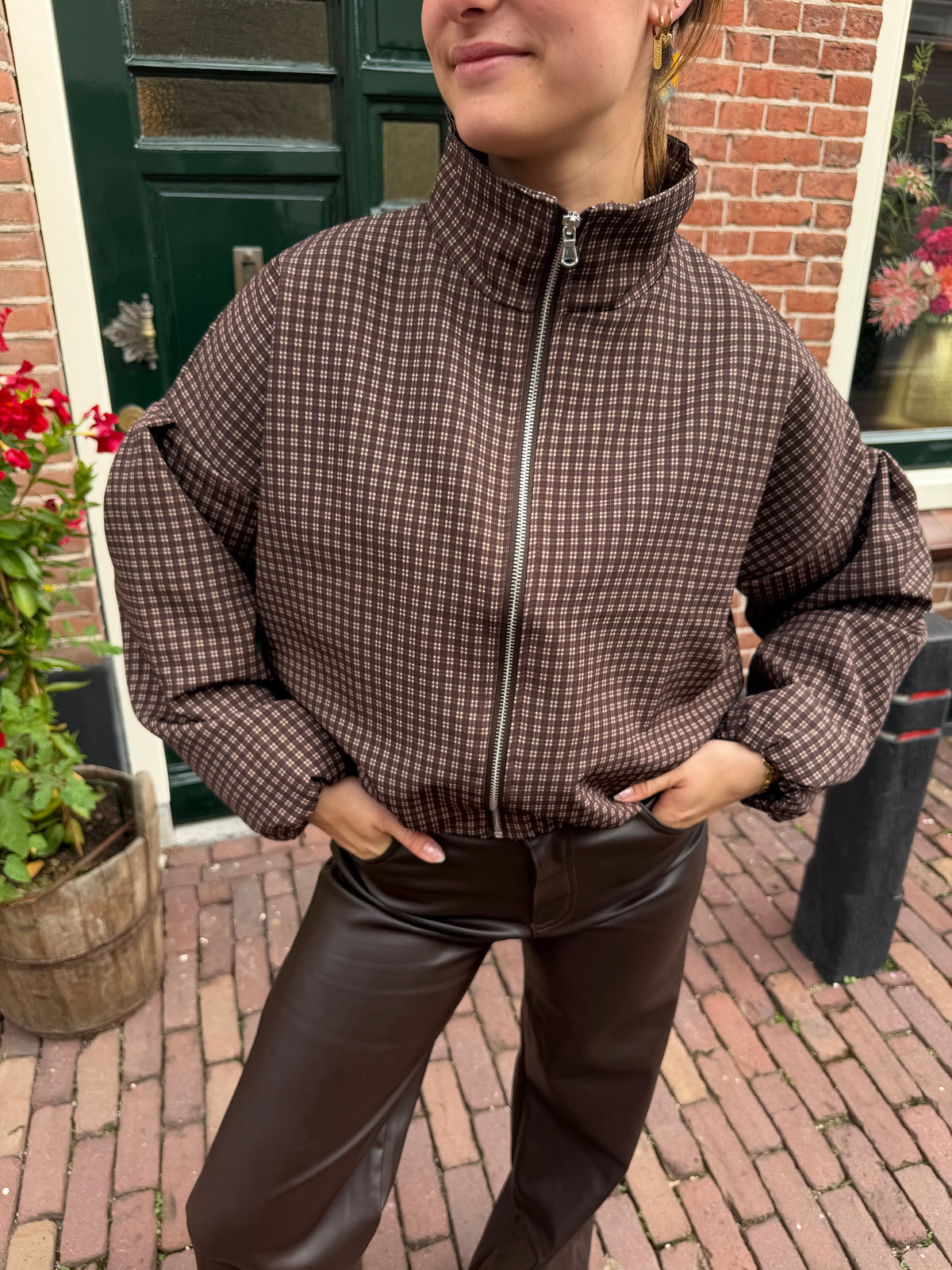 Jacket Julia Check Brown voor dames