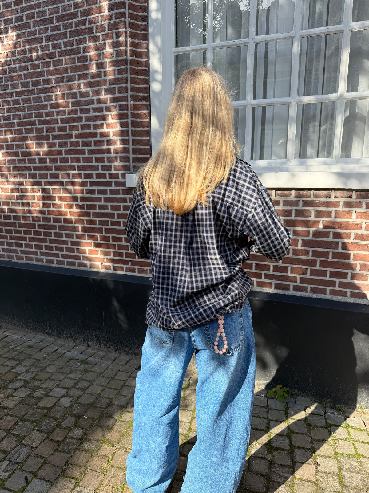Blouse Daisy Check Navy voor dames