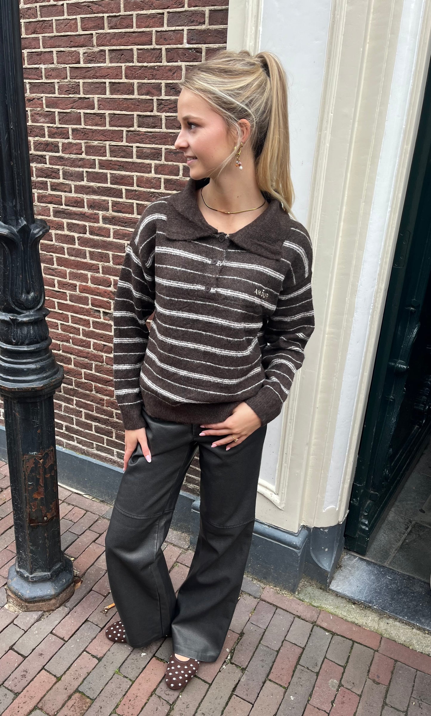 Trui Zoe Bruin voor dames