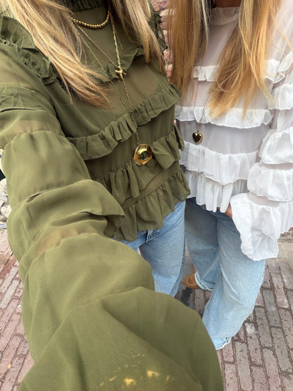 Blouse Saar Ruffle White voor dames