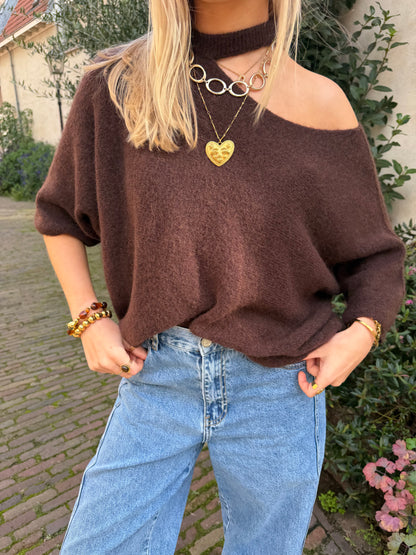 Knit Fleur Choker Brown voor dames