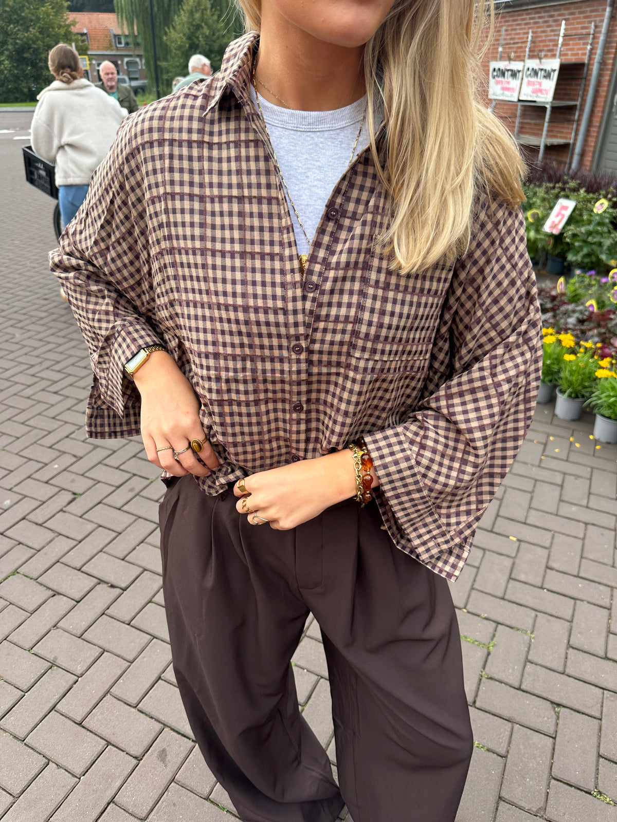 Blouse Riley Check Brown voor dames