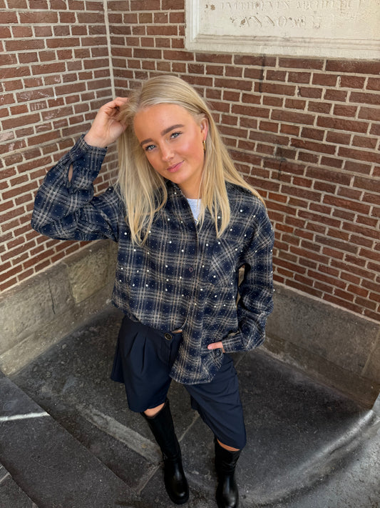 Blouse Spark Check Blue voor dames