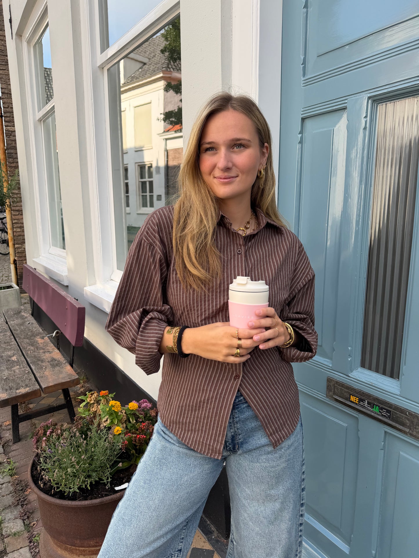 Blouse Lima Stripe Brown voor dames