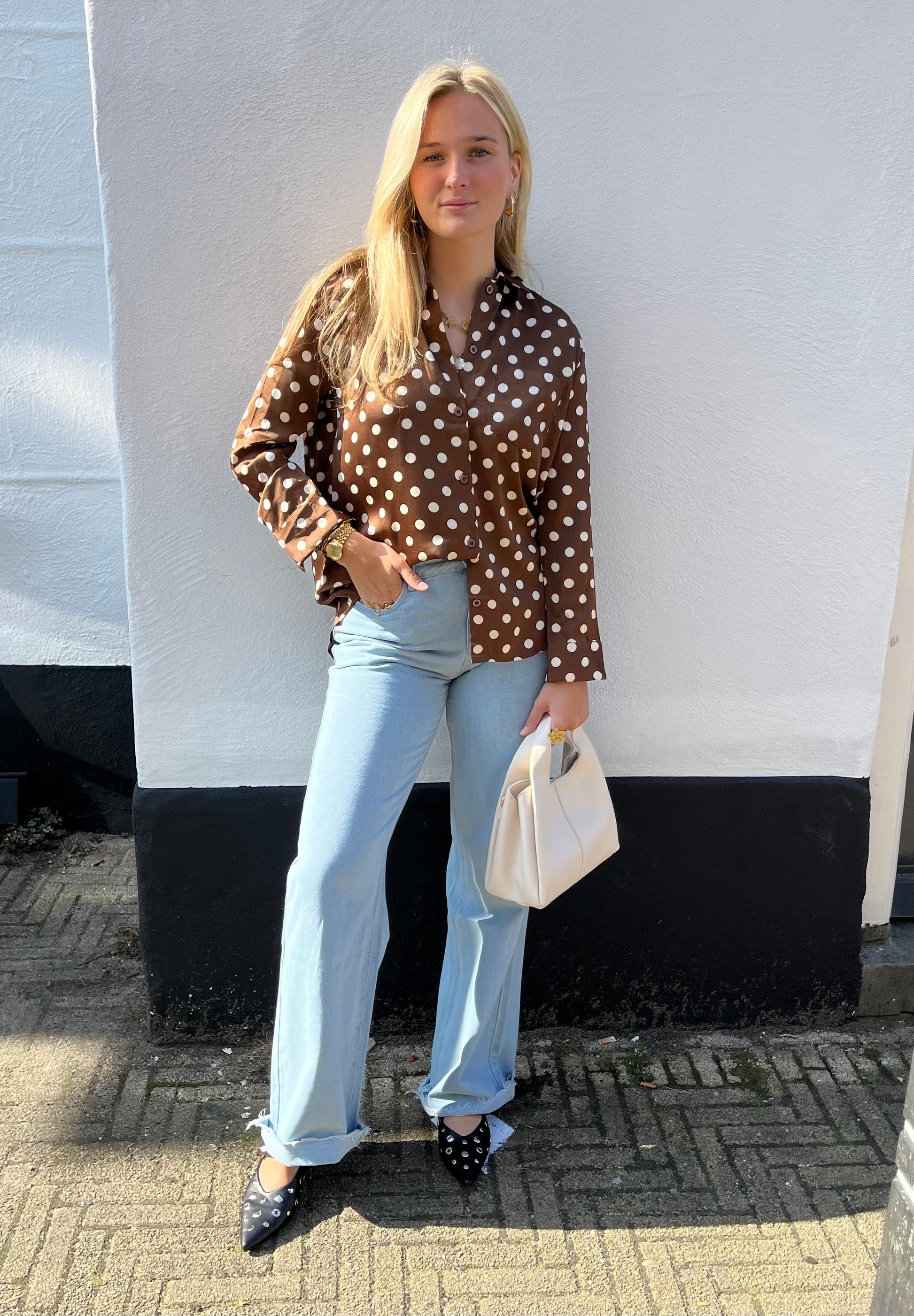 Blouse Dot Bruin voor dames