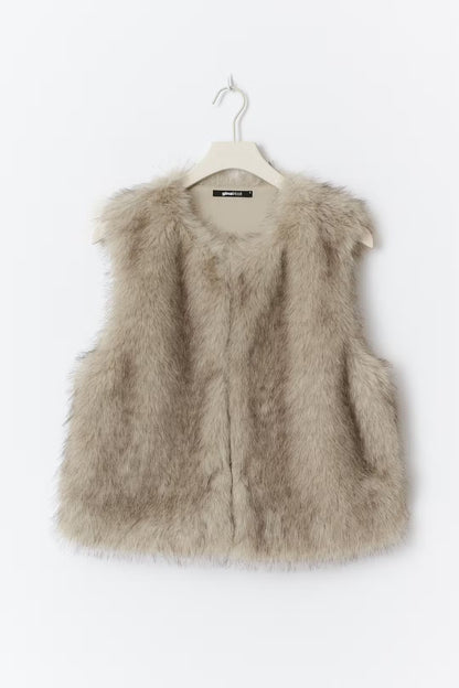 Gilet Fur Beige voor dames