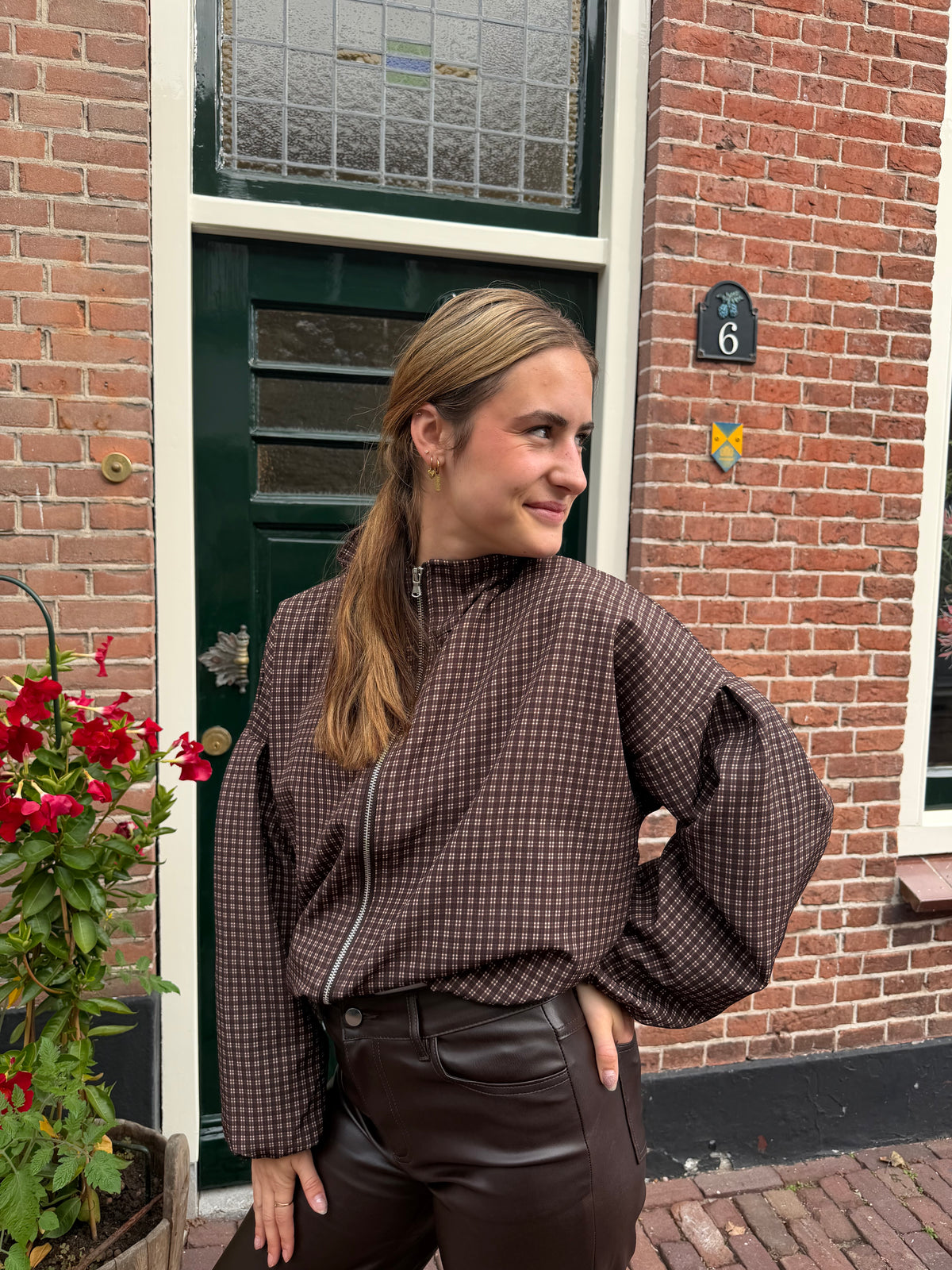 Jacket Julia Check Brown voor dames