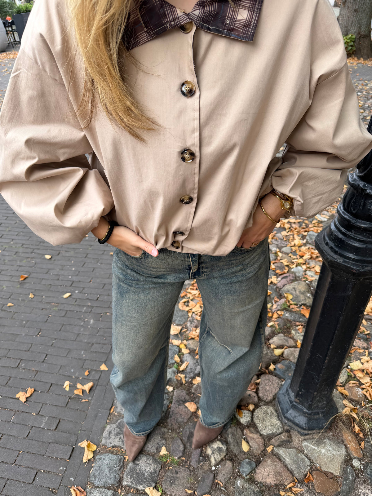 Jacket Siep Check Beige voor dames