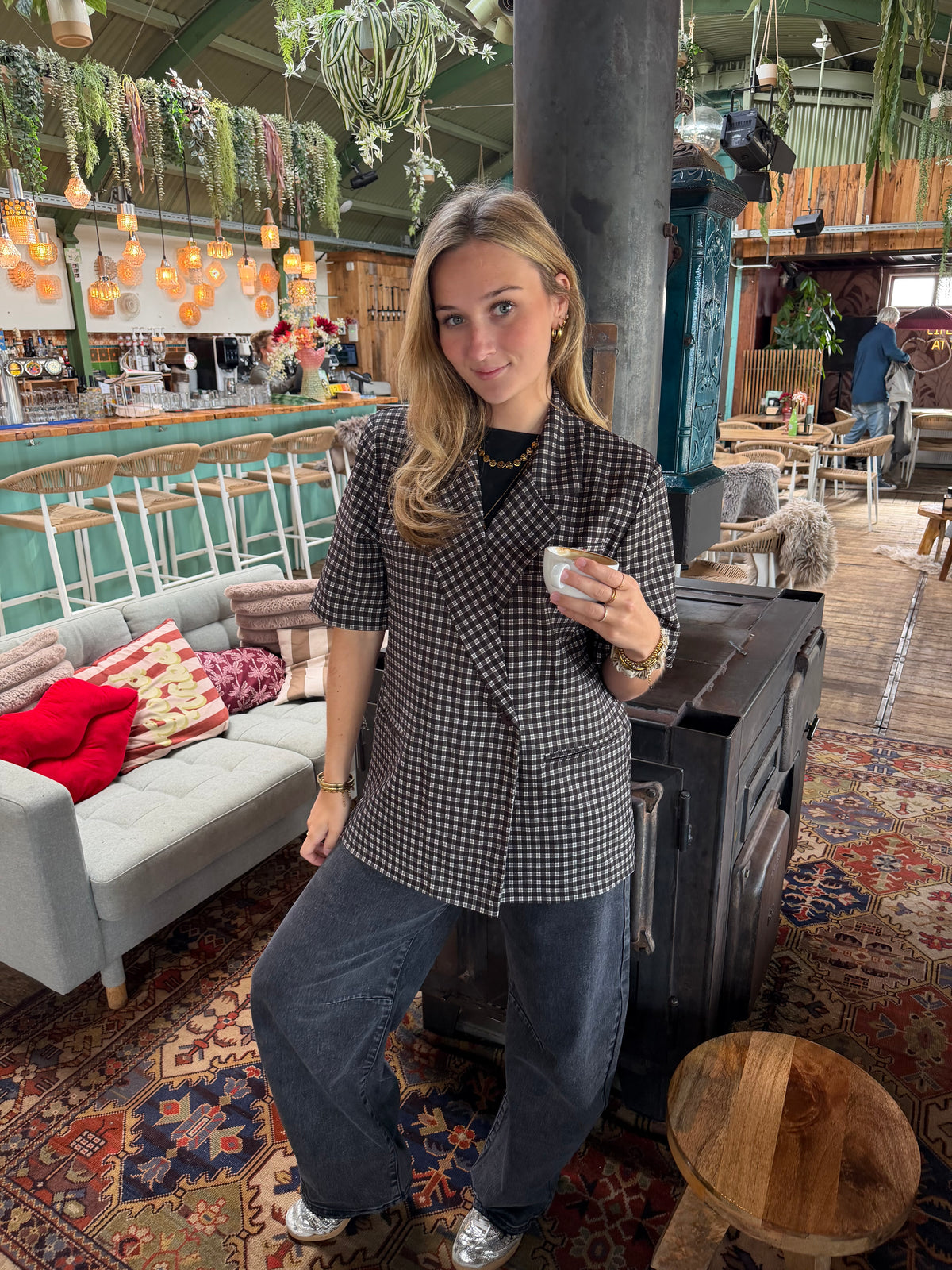 Blazer Levy Check Black voor dames