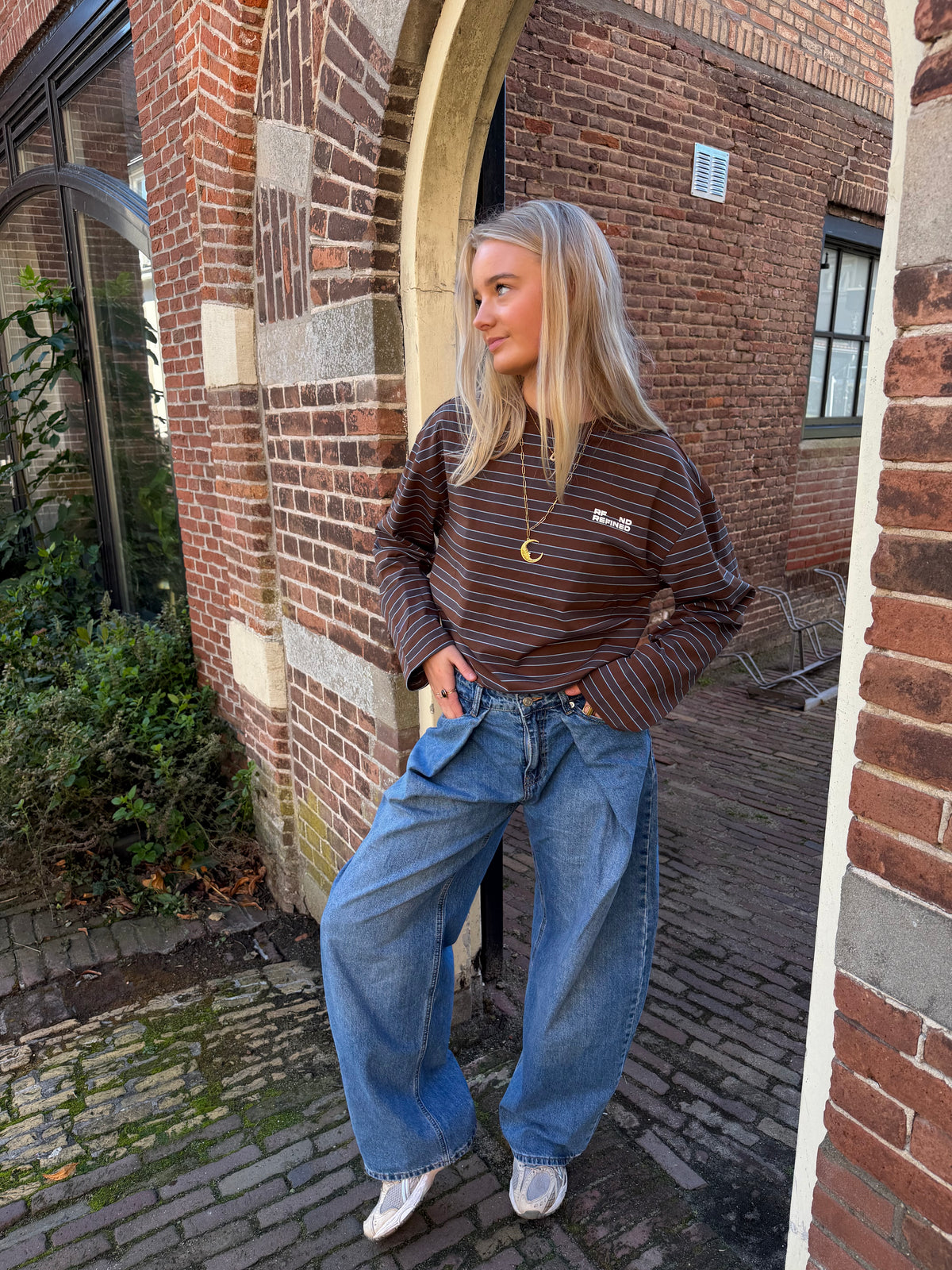 Longsleeve Amelie Stripe Brown voor dames