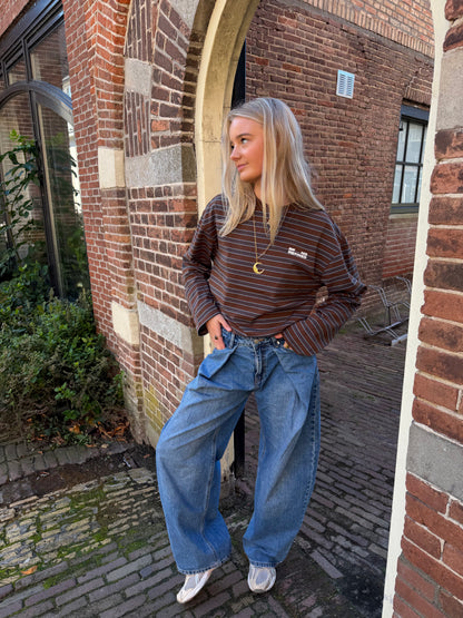 Longsleeve Amelie Stripe Brown voor dames