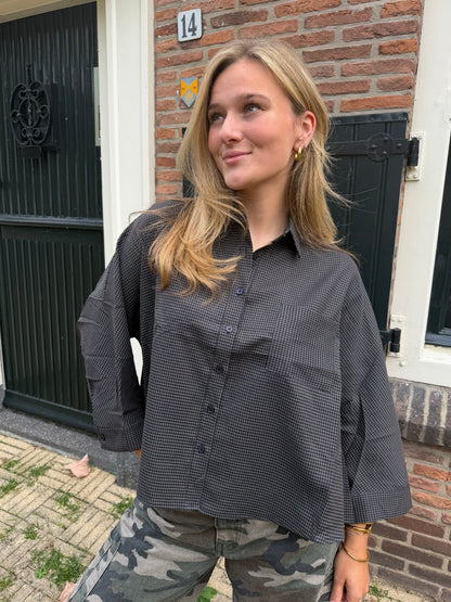 Blouse Sharon Check Navy voor dames