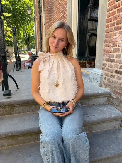 Top Halter Feather Offwhite voor dames