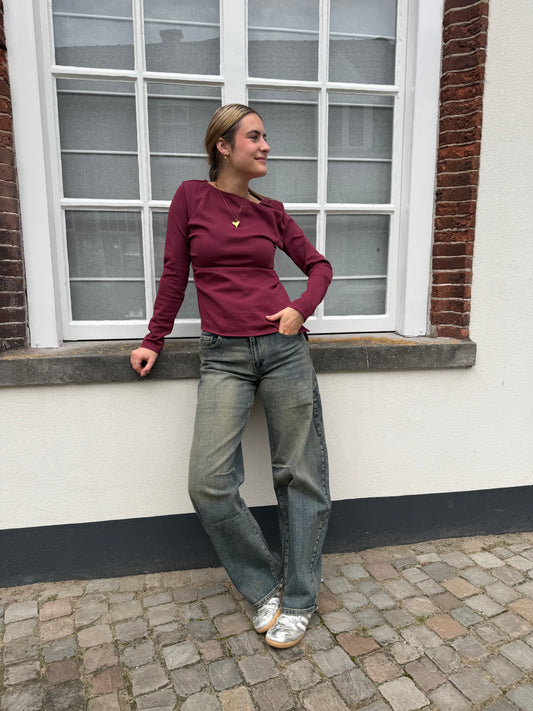 Jeans Elles Balloon Washed Blue voor dames