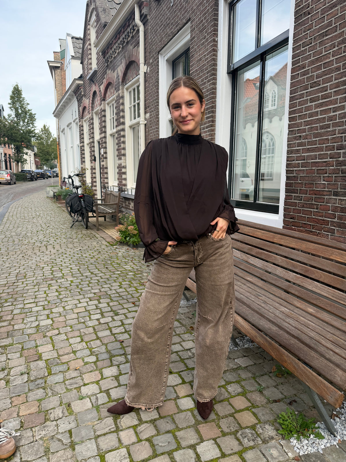 Jeans Elles Balloon Grey Brown voor dames