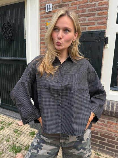 Blouse Sharon Check Navy voor dames