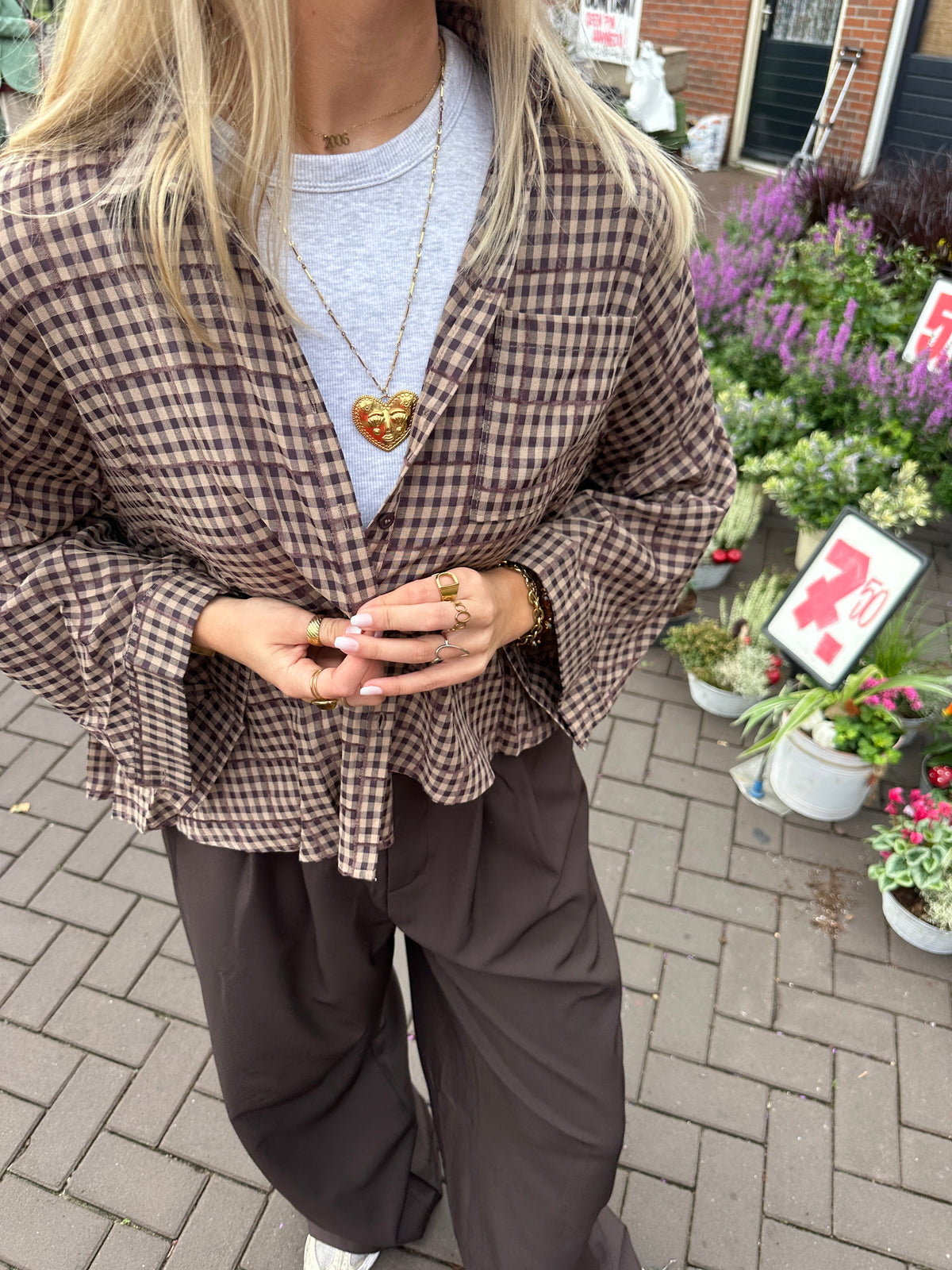 Blouse Riley Check Brown voor dames