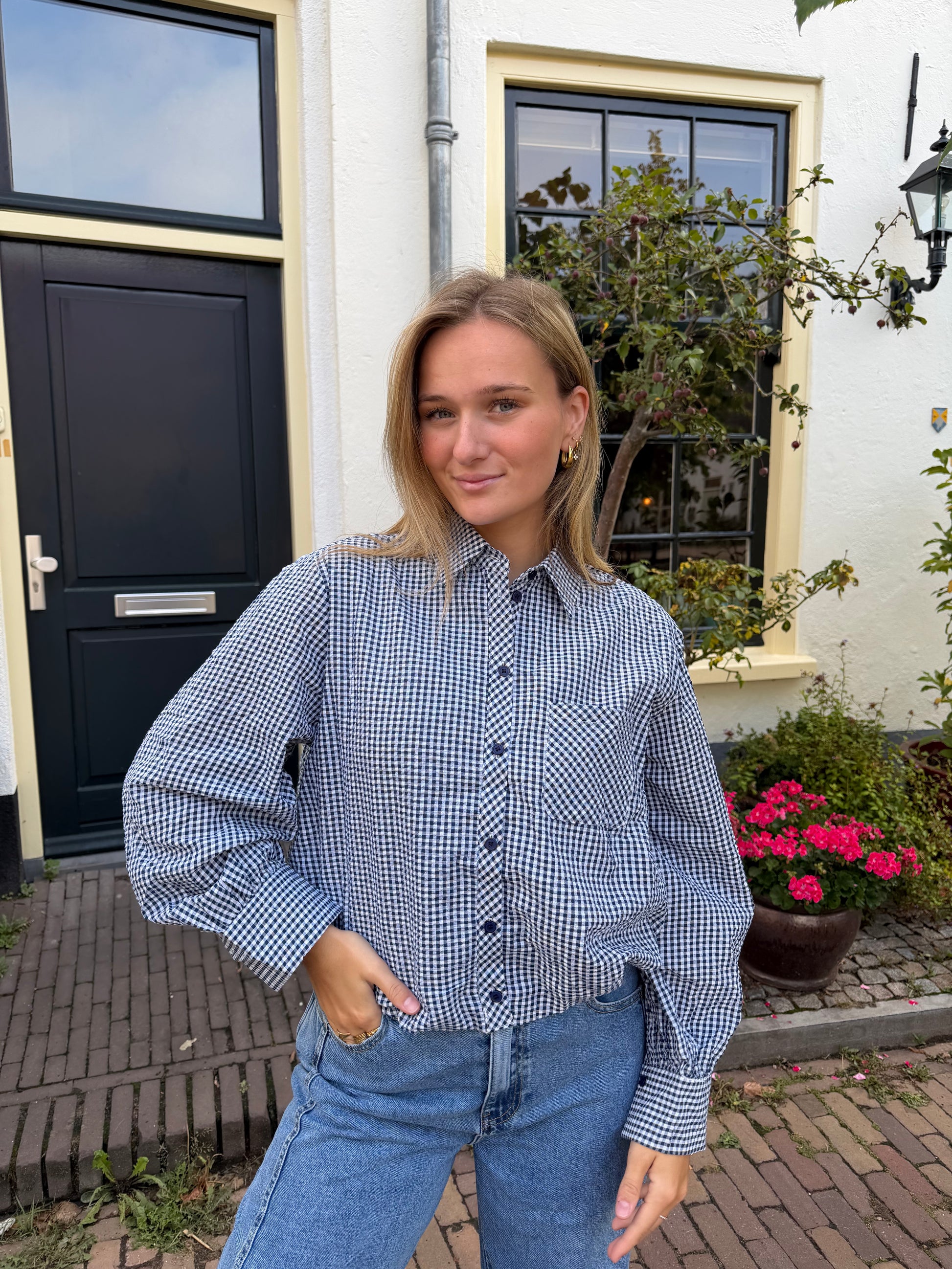 Blouse Dana Check Blue voor dames