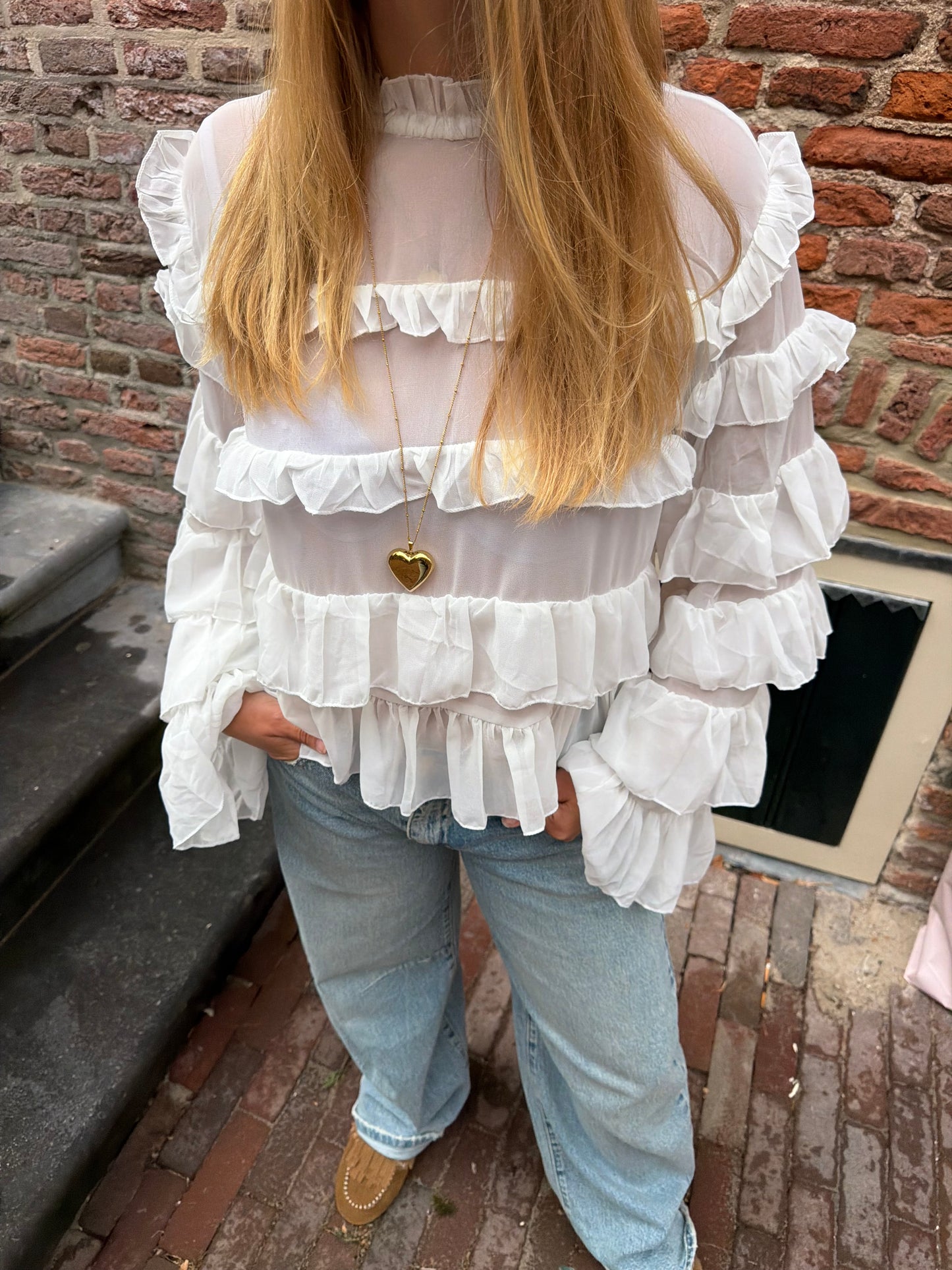 Blouse Saar Ruffle White voor dames