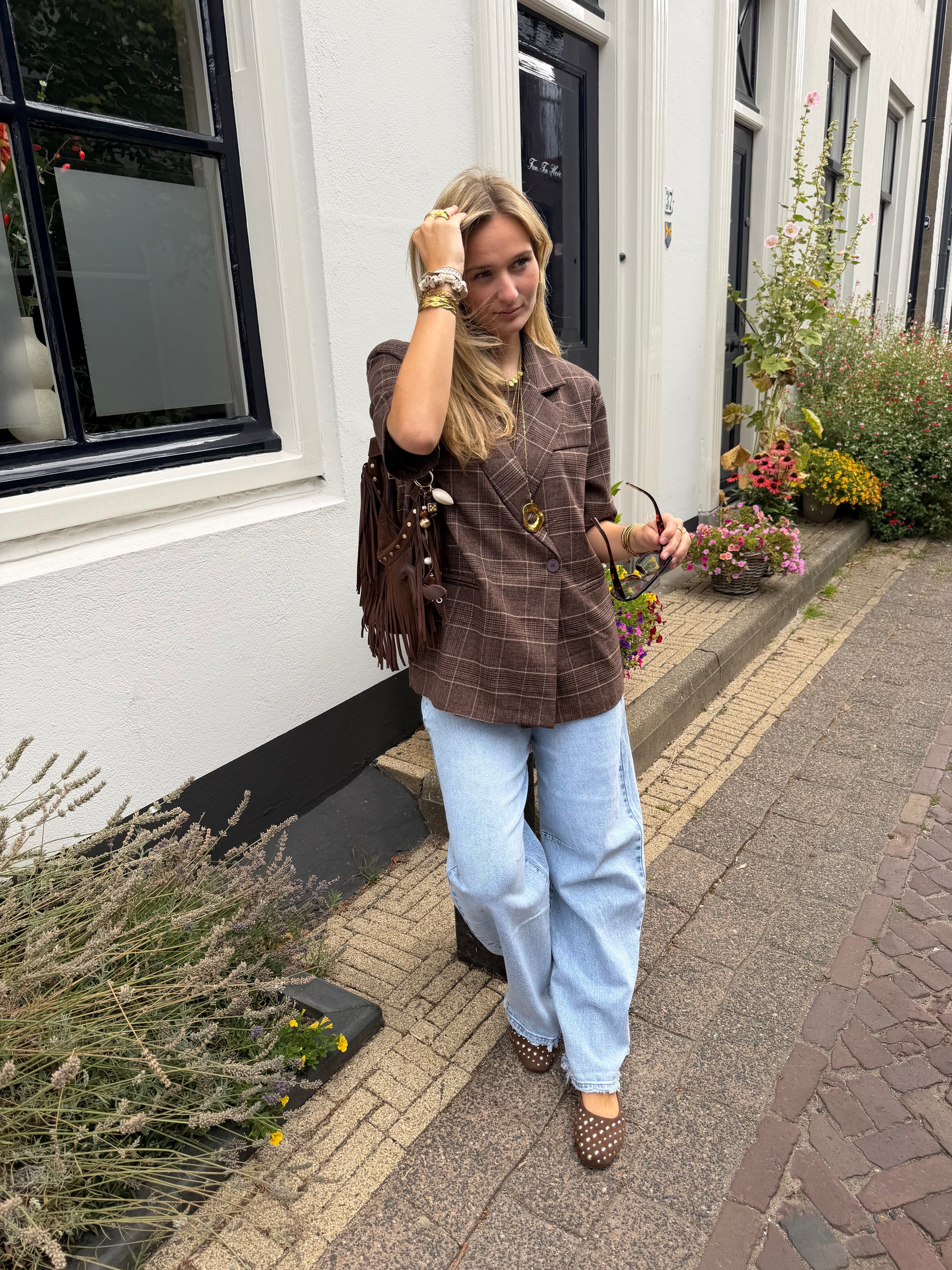 Blazer Levy Check Brown voor dames