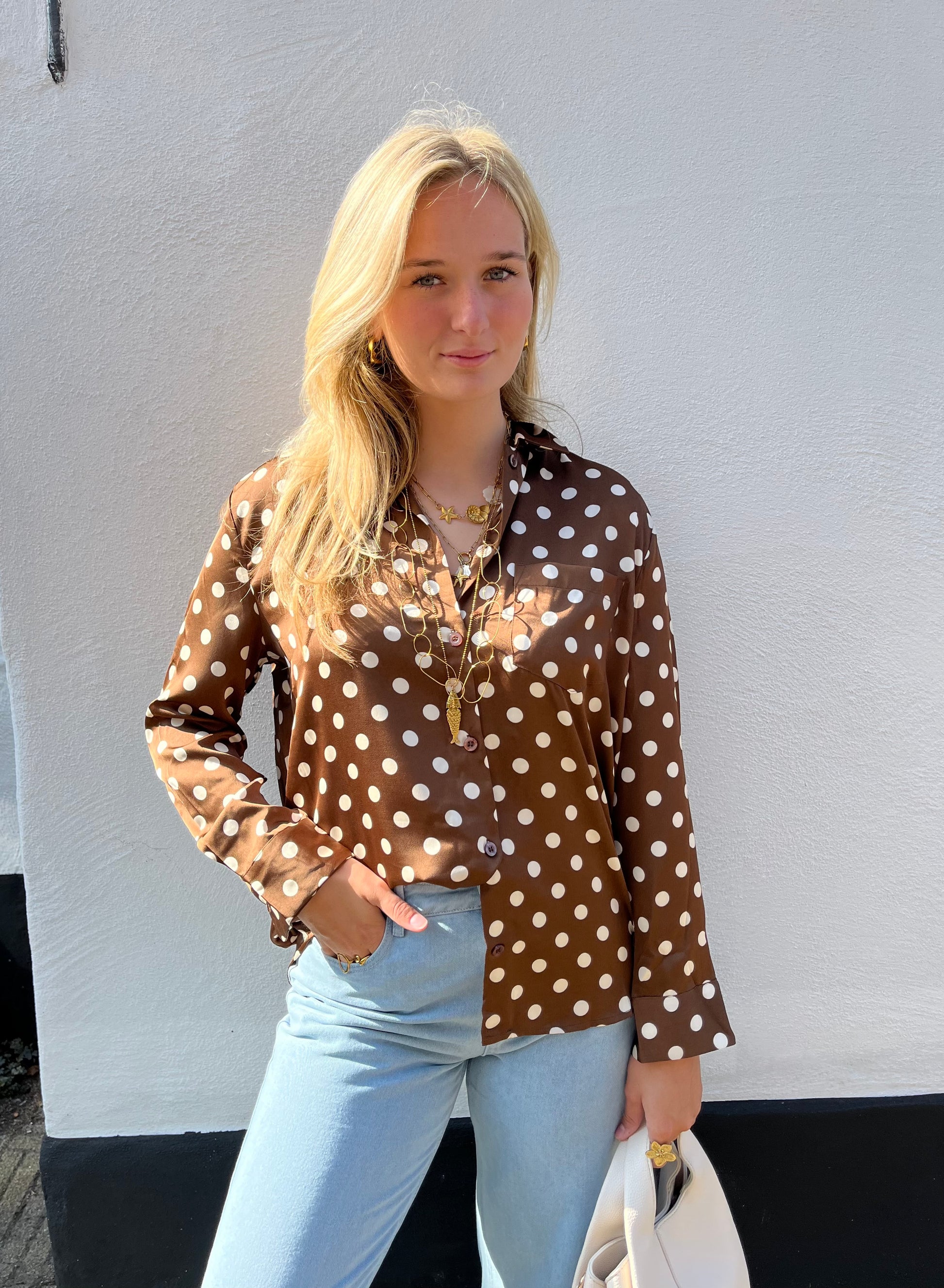 Blouse Dot Bruin voor dames